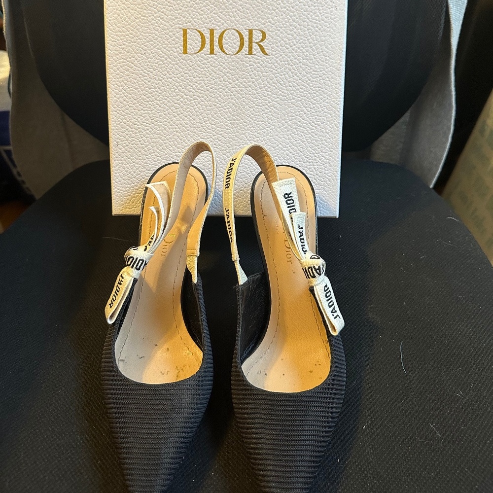Christian Dior Fabric and Ribbon Noir Heels size 37.5